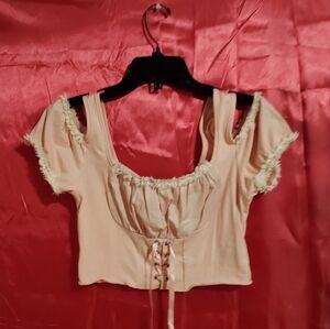 Pink Cold-Shoulder Crop Top